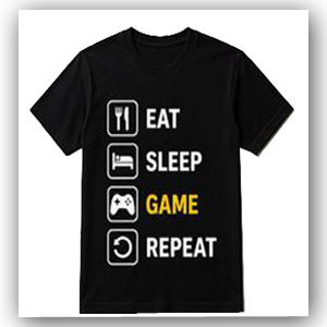Eat Sleep Game Repeat Printed T Shirt For Men