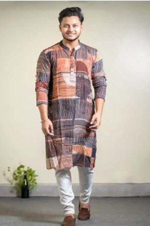 Digital- Printed Work Panjabi for Men