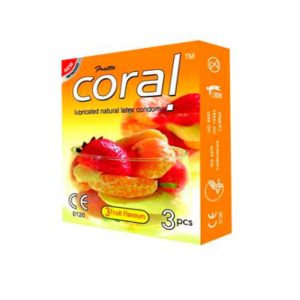 Coral Natural 3 Fruits Flavours Lubricated Condoms-3pieces