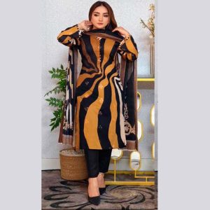 Sequins Embroidery Work Digital Printed Cotton Lawn Three Pieces