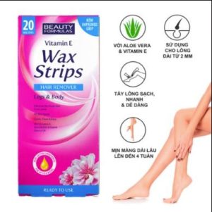 Vitamin E Hair Removal Wax Strips For Legs & Body - 20 Strips