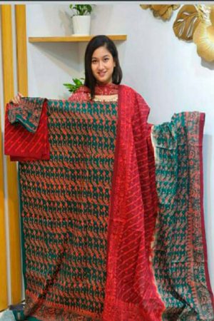 কটন জামদানি থ্রি পিস