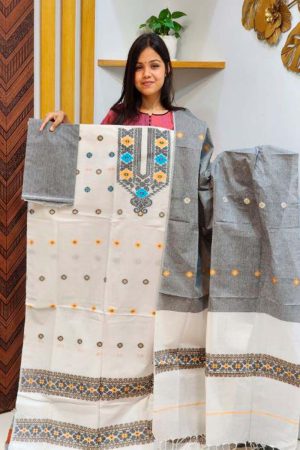 machine embroidery Unstitched Suit Set-3pieces
