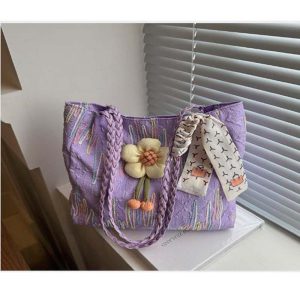 Ladies Floral Embroidered Canvas Shoulder Bag