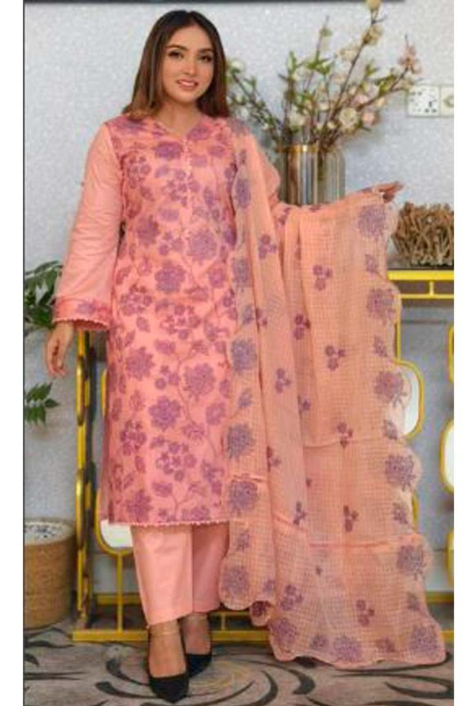 Embroidery Worked Boutique Dress 3pcs