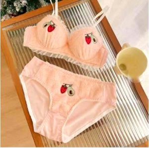 Strawberry teenager comfortable cute bra set